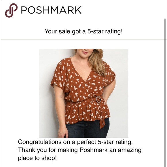 #49 Last 1! BROWN FLORAL PEPLUM BELTED TOP - Picture 4 of 4